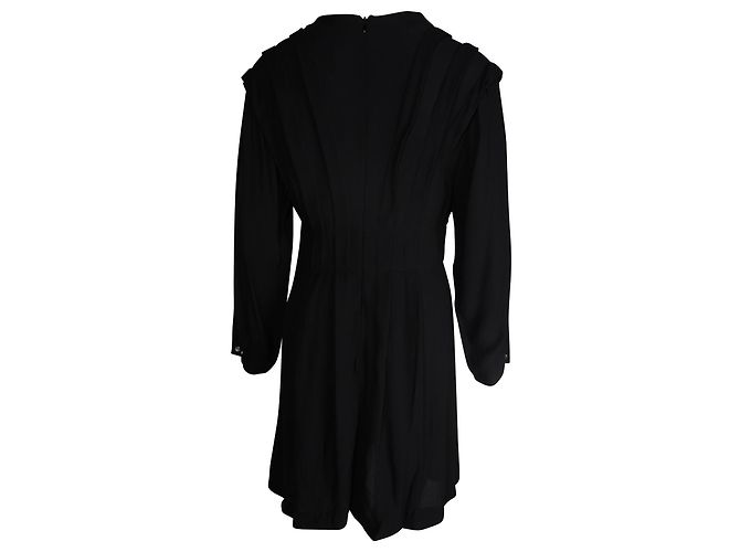 Sandro Paris Minivestido Milene de crepé plisado de viscosa negra Negro - vista 3