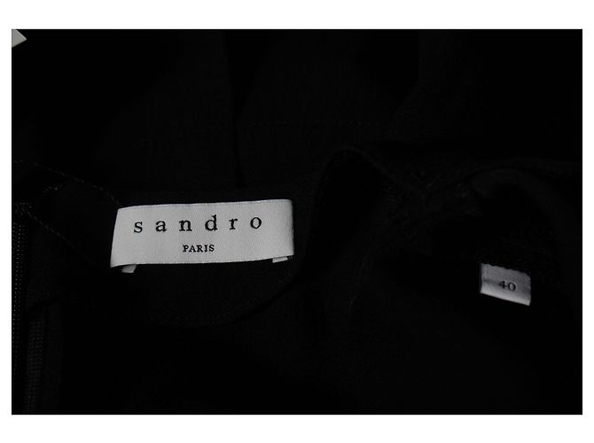 Sandro Paris Minivestido Milene de crepé plisado de viscosa negra Negro - vista 4