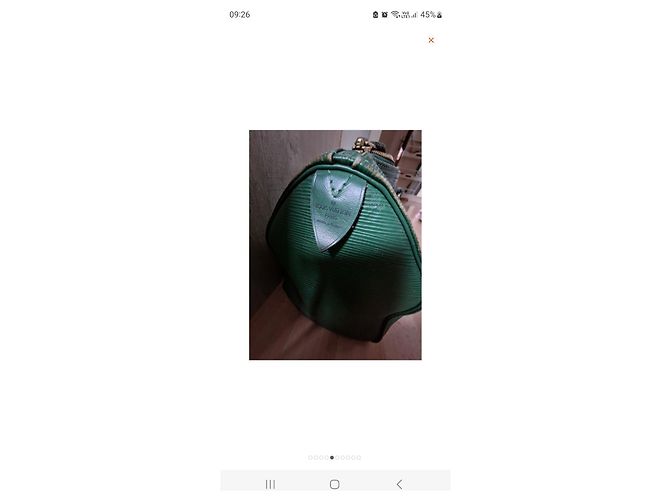 Borsa a mano Louis Vuitton Speedy 35 in pelle verde scuro - vista 7