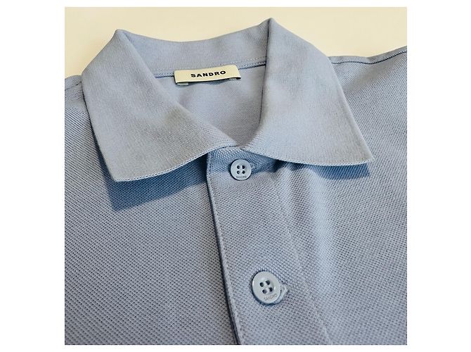 Camiseta Polo Sandro Azul de Algodón - vista 3