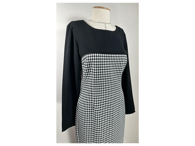 Max Mara Kleid Hahnentrittmuster Schwarz Weiß - Ansicht 2