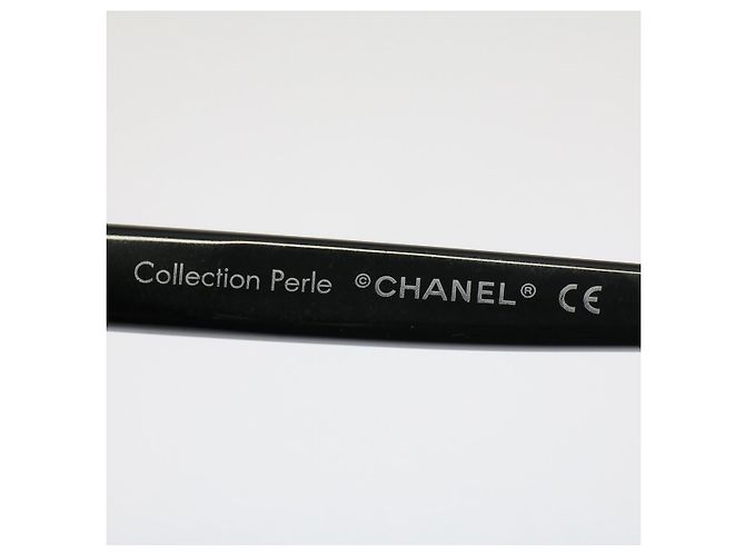 CHANEL Occhiali da sole perlati Plastica Nero CC Auth 53403 - vista 10