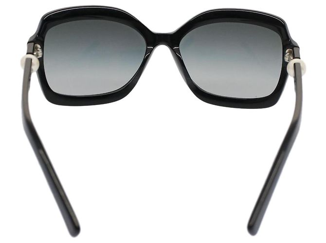 CHANEL Occhiali da sole perlati Plastica Nero CC Auth 53403 - vista 2