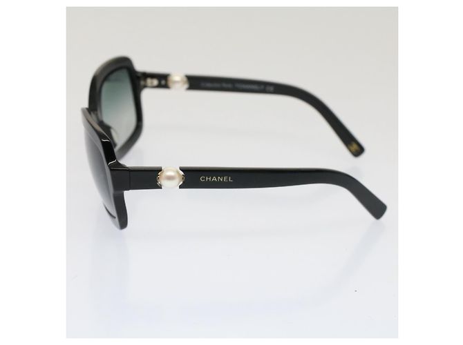 CHANEL Occhiali da sole perlati Plastica Nero CC Auth 53403 - vista 4