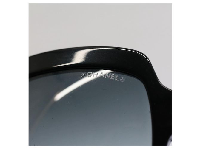CHANEL Occhiali da sole perlati Plastica Nero CC Auth 53403 - vista 5