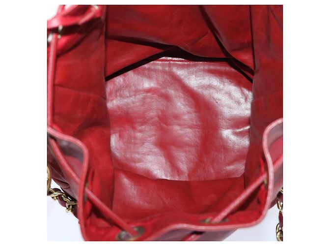 CHANEL Borsa a tracolla a catena Pelle di agnello Rosso CC Auth bs7902 - vista 12