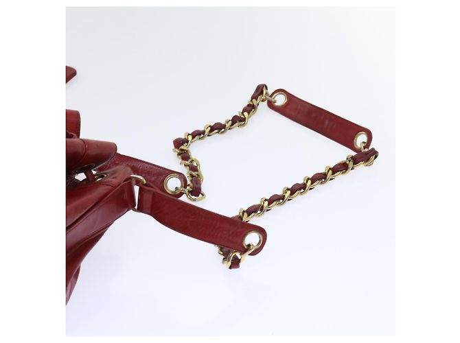 CHANEL Borsa a tracolla a catena Pelle di agnello Rosso CC Auth bs7902 - vista 14