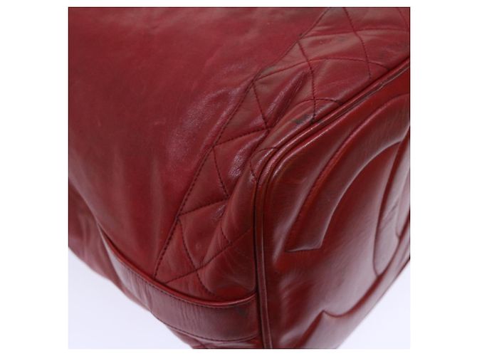 CHANEL Borsa a tracolla a catena Pelle di agnello Rosso CC Auth bs7902 - vista 18