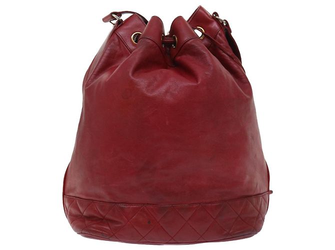 CHANEL Borsa a tracolla a catena Pelle di agnello Rosso CC Auth bs7902 - vista 2