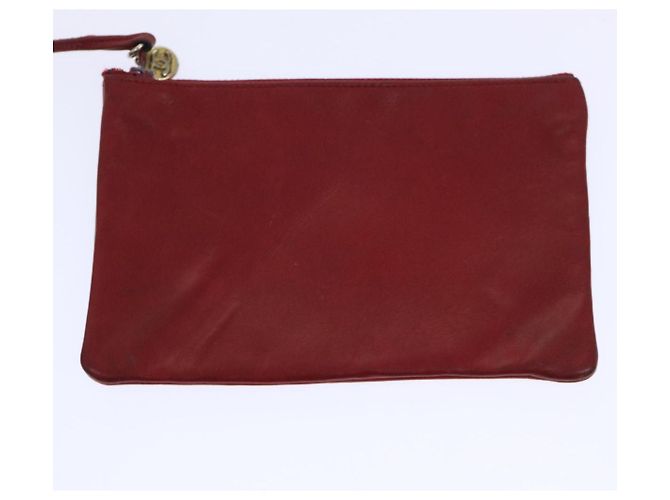 CHANEL Borsa a tracolla a catena Pelle di agnello Rosso CC Auth bs7902 - vista 22