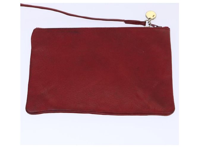 CHANEL Borsa a tracolla a catena Pelle di agnello Rosso CC Auth bs7902 - vista 23