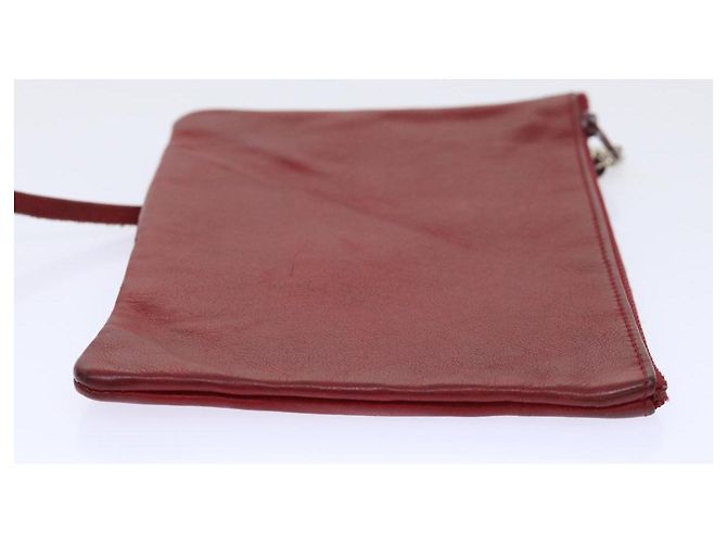 CHANEL Borsa a tracolla a catena Pelle di agnello Rosso CC Auth bs7902 - vista 24
