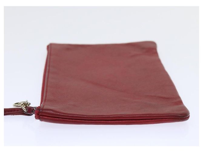 CHANEL Borsa a tracolla a catena Pelle di agnello Rosso CC Auth bs7902 - vista 25