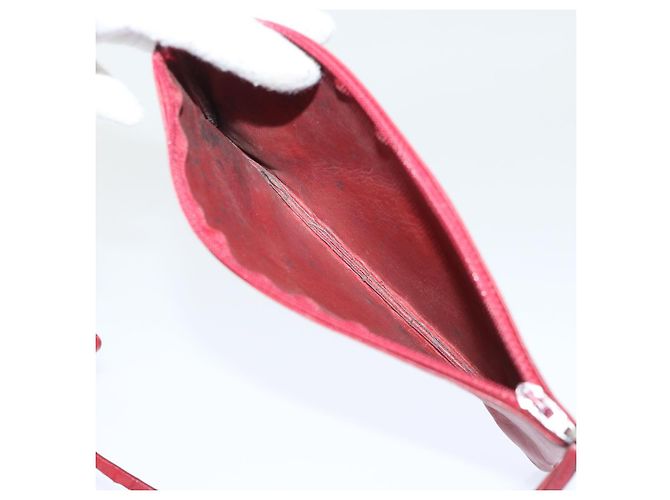 CHANEL Borsa a tracolla a catena Pelle di agnello Rosso CC Auth bs7902 - vista 30