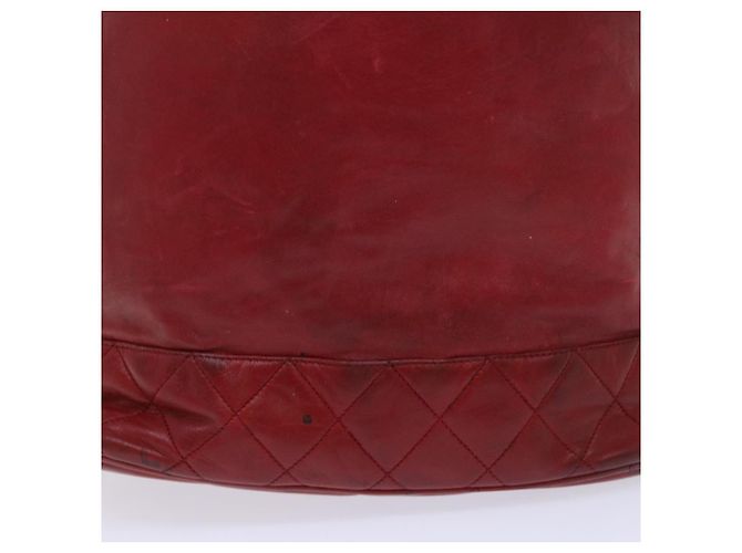 CHANEL Borsa a tracolla a catena Pelle di agnello Rosso CC Auth bs7902 - vista 4