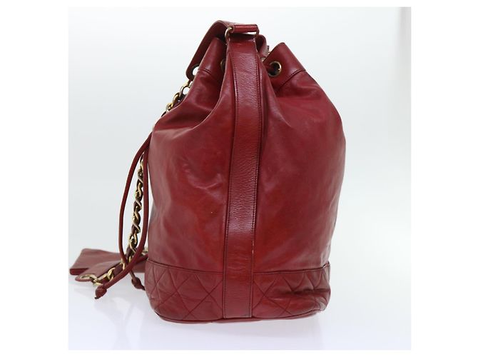 CHANEL Borsa a tracolla a catena Pelle di agnello Rosso CC Auth bs7902 - vista 5