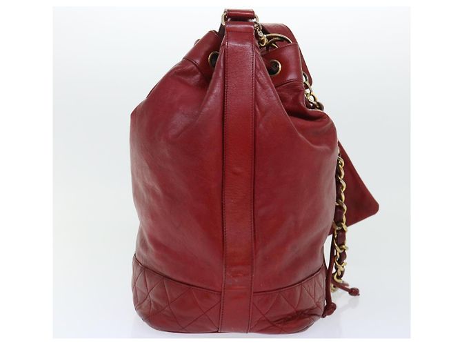 CHANEL Borsa a tracolla a catena Pelle di agnello Rosso CC Auth bs7902 - vista 6