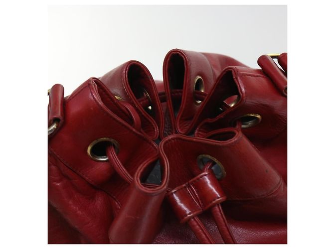 CHANEL Borsa a tracolla a catena Pelle di agnello Rosso CC Auth bs7902 - vista 8
