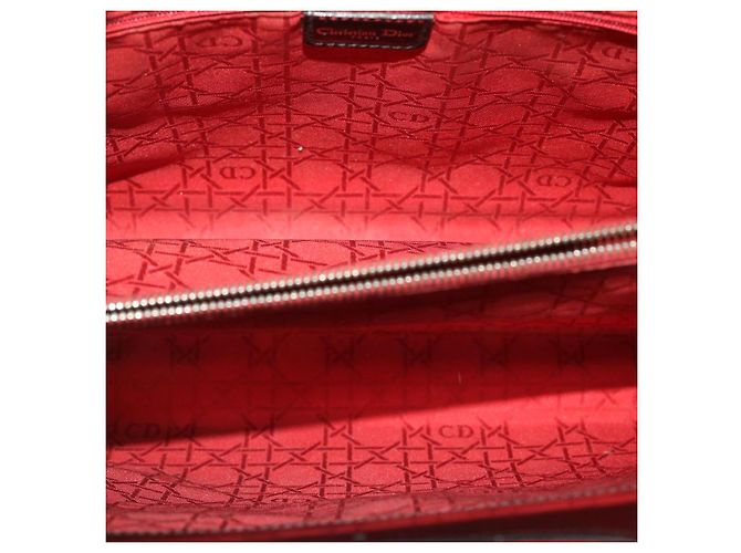 Christian Dior Borsa a mano Pelle Nera Rossa Auth bs7933 - vista 10