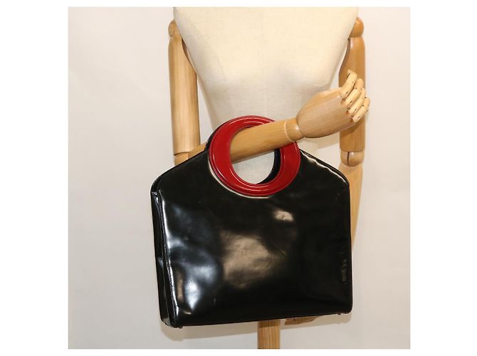 Christian Dior Borsa a mano Pelle Nera Rossa Auth bs7933 - vista 21