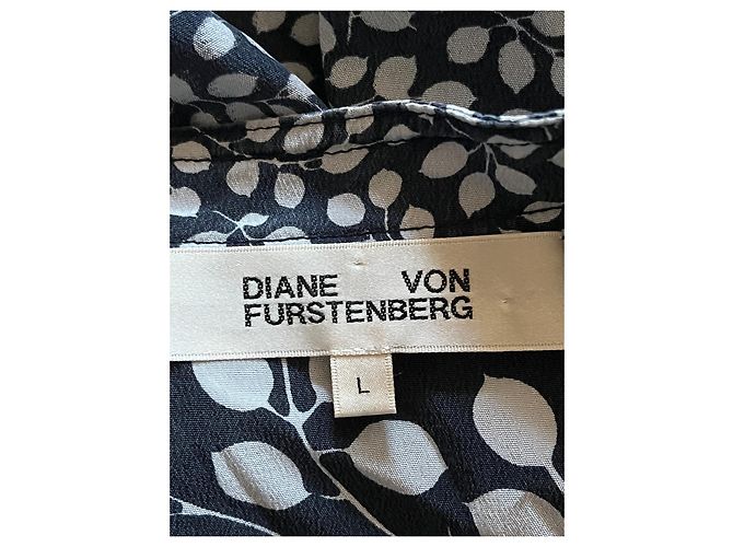 Diane Von Furstenberg Abito DvF in seta con cintura e fantasia floreale sui toni del blu Blu navy Blu chiaro - vista 2