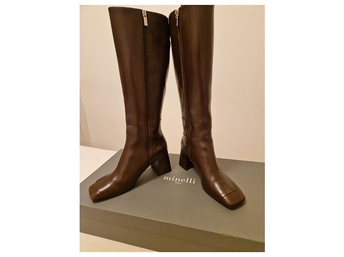 Minelli Botas altas em couro Castanho escuro - vista 2