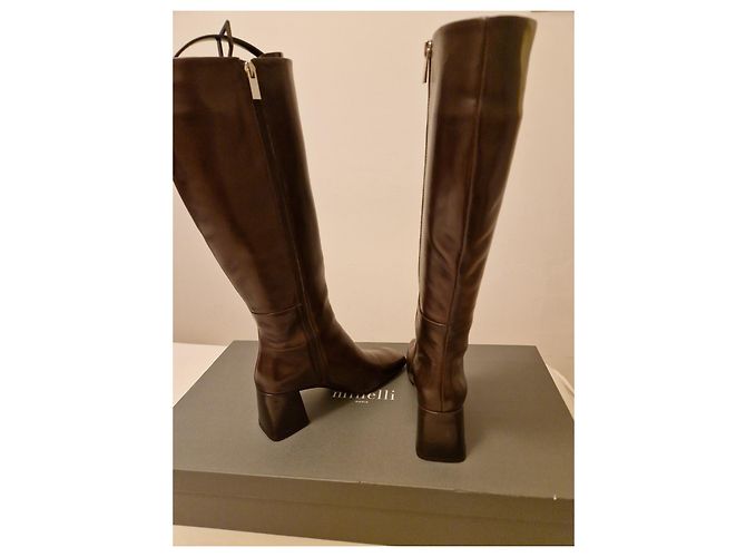 Minelli Botas altas em couro Castanho escuro - vista 4