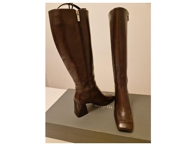 Minelli Botas altas em couro Castanho escuro - vista 5