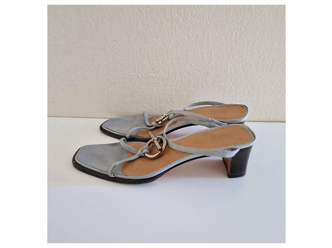Sandali Hermès in pelle blu - vista 2
