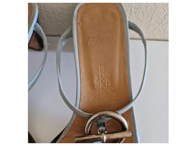 Sandali Hermès in pelle blu - vista 4