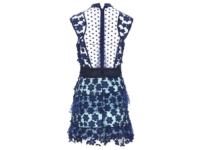 Self portrait Ärmelloses Rüschenkleid von Self-Portrait aus blauem Polyester - Ansicht 3
