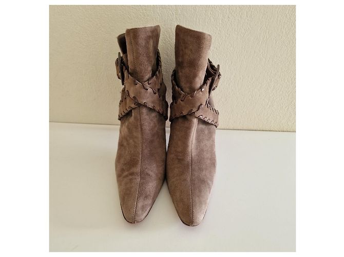 Botines Christian Louboutin de ante marrón Castaño - vista 2
