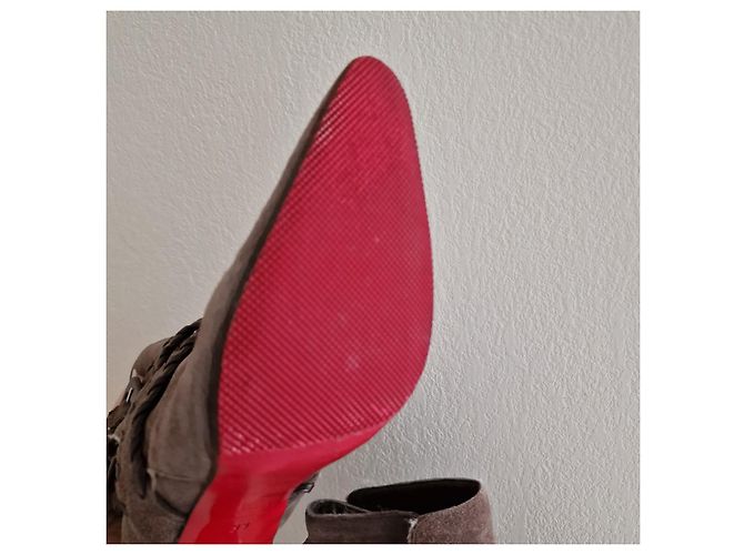 Botines Christian Louboutin de ante marrón Castaño - vista 3