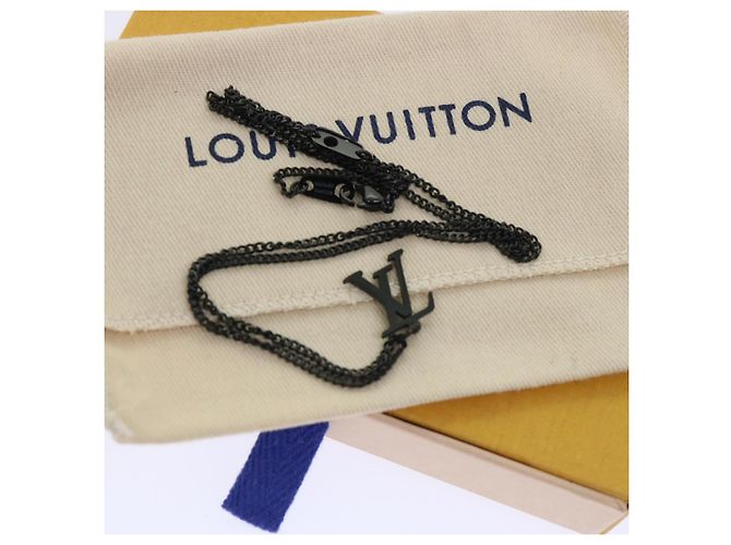 Collana LOUIS VUITTON Collier regolabile LV Upside Down Nero M62683 auth 52449 - vista 10