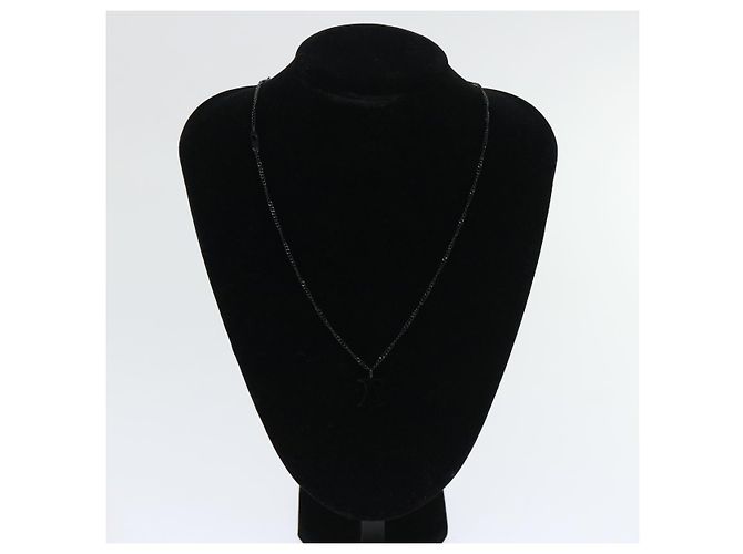 Collana LOUIS VUITTON Collier regolabile LV Upside Down Nero M62683 auth 52449 - vista 9