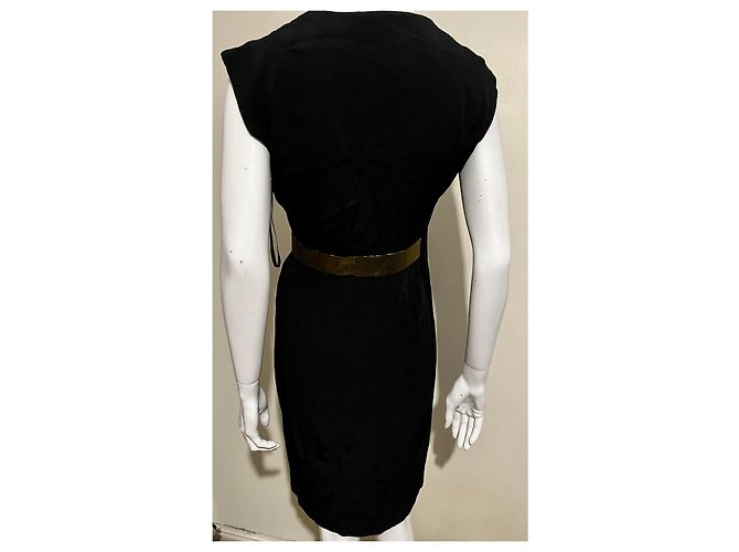 Diane Von Furstenberg Vestido DvF Evangeline com faixa dourada e forro de seda Preto Dourado - vista 3