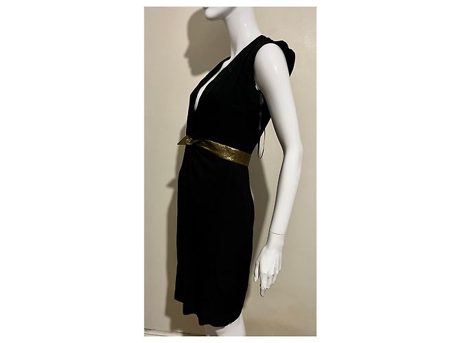 Diane Von Furstenberg Vestido DvF Evangeline com faixa dourada e forro de seda Preto Dourado - vista 4