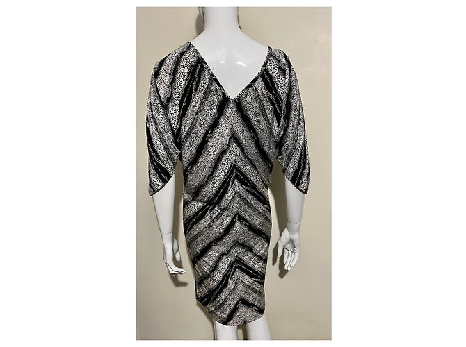 Diane Von Furstenberg Vestido monocromático de seda Clara de DvF Negro Blanco - vista 2