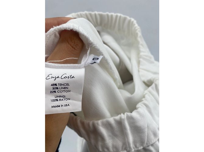 Pantalones Enza Costa T.0-5 0 Lino Blanco - vista 3