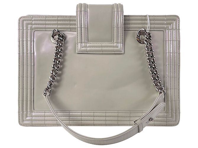 Chanel Grey Iridescent Patent Boy Reverso Einkaufstasche Grau - Ansicht 3