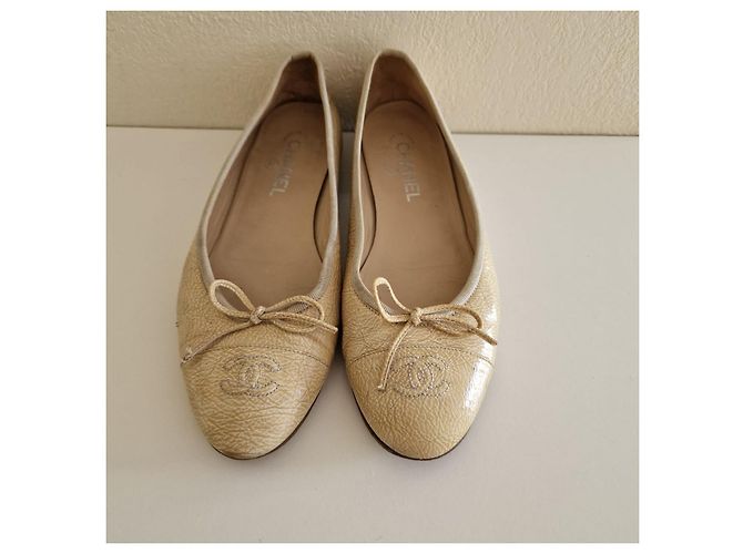 Chanel Bailarinas Beige de piel de avestruz 40 - vista 4