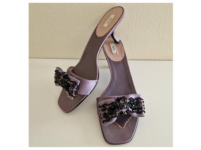 Mule Prada Viola Scuro in Tessuto - vista 5