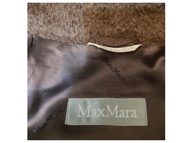 Abrigo Max Mara de lana y alpaca con cuello de piel extraíble Marrón claro - vista 5