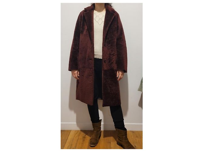 Cappotto Sandro Rosso Scuro Bordò - vista 3