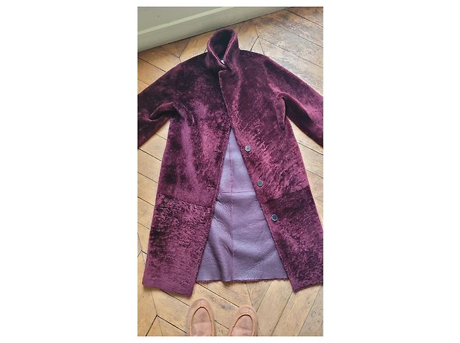 Cappotto Sandro Rosso Scuro Bordò - vista 7