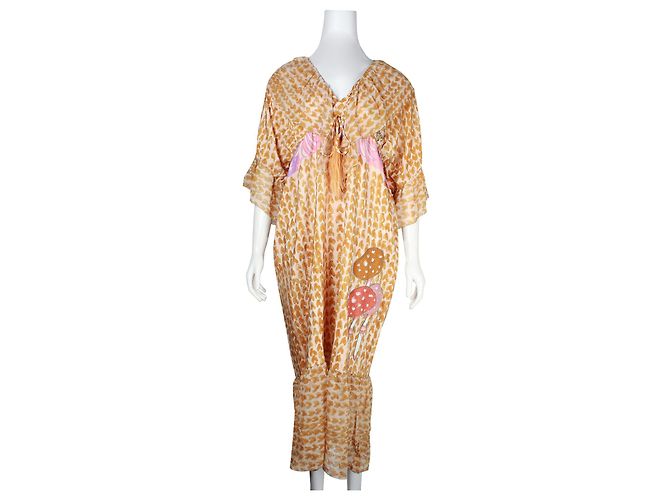 Tsumori Chisato Abito in Seta Multicolor con Ricamo Funghi - vista 2