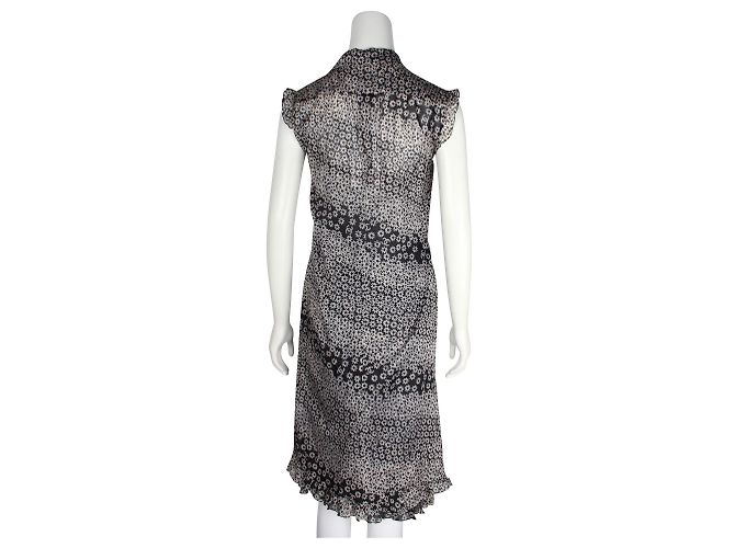 Chanel Vestido de verão floral de algodão preto e creme e jaqueta combinando - vista 3