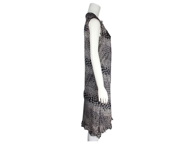 Chanel Vestido de verão floral de algodão preto e creme e jaqueta combinando - vista 4