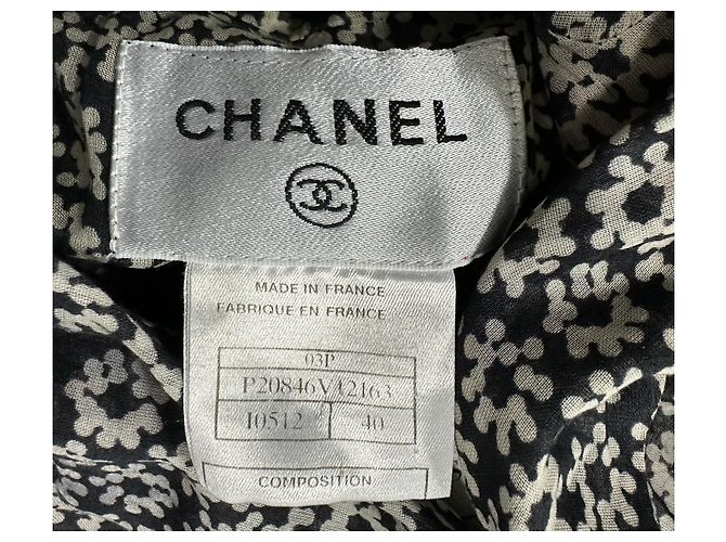 Chanel Vestido de verão floral de algodão preto e creme e jaqueta combinando - vista 5
