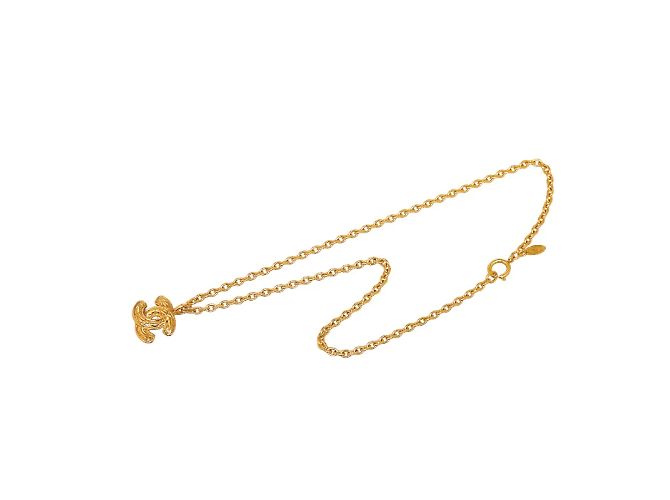 Chanel Collana con ciondolo logo CC trapuntato D'oro - vista 3